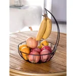 Basicwise Wire Metal Fruit Basket Holder with Integrated Banana Hanger - Black thumbnail 2