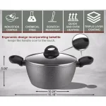 AMERCOOK Lava Stone 3.5 qt. Aluminum Nonstick Casserole Dish with Glass Lid, Gray thumbnail 3