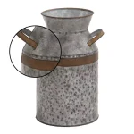 LITTON LANE 12 in. Farmhouse Rustic Galvanized Iron Milk Can with Hammered Finish thumbnail 3