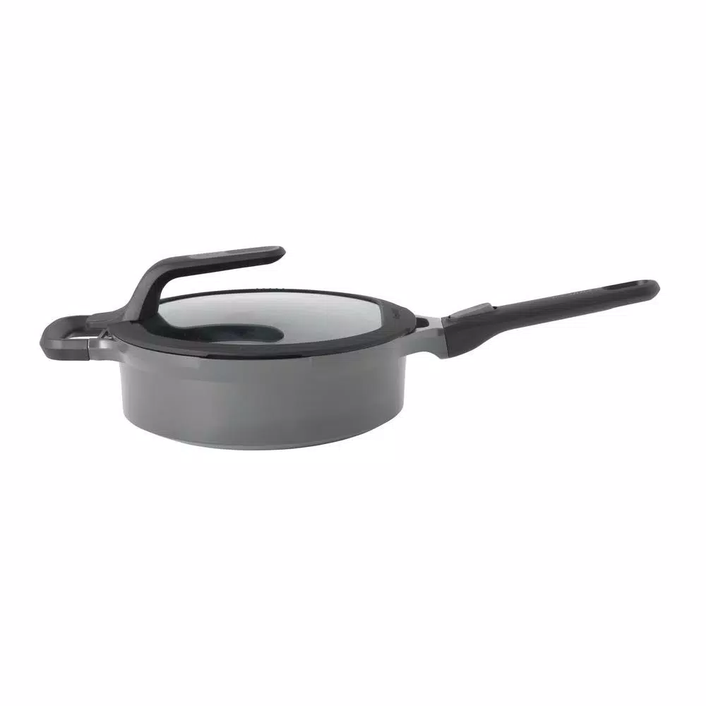 BergHOFF GEM Stay Cool 3.5 qt. Cast Aluminum Nonstick Saute Pan with Glass Lid, Gray