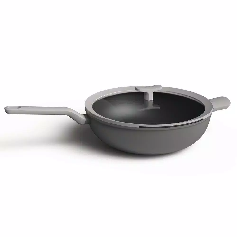 BergHOFF Leo 12.5 in. Aluminum Nonstick Wok with Glass Lid, Grey