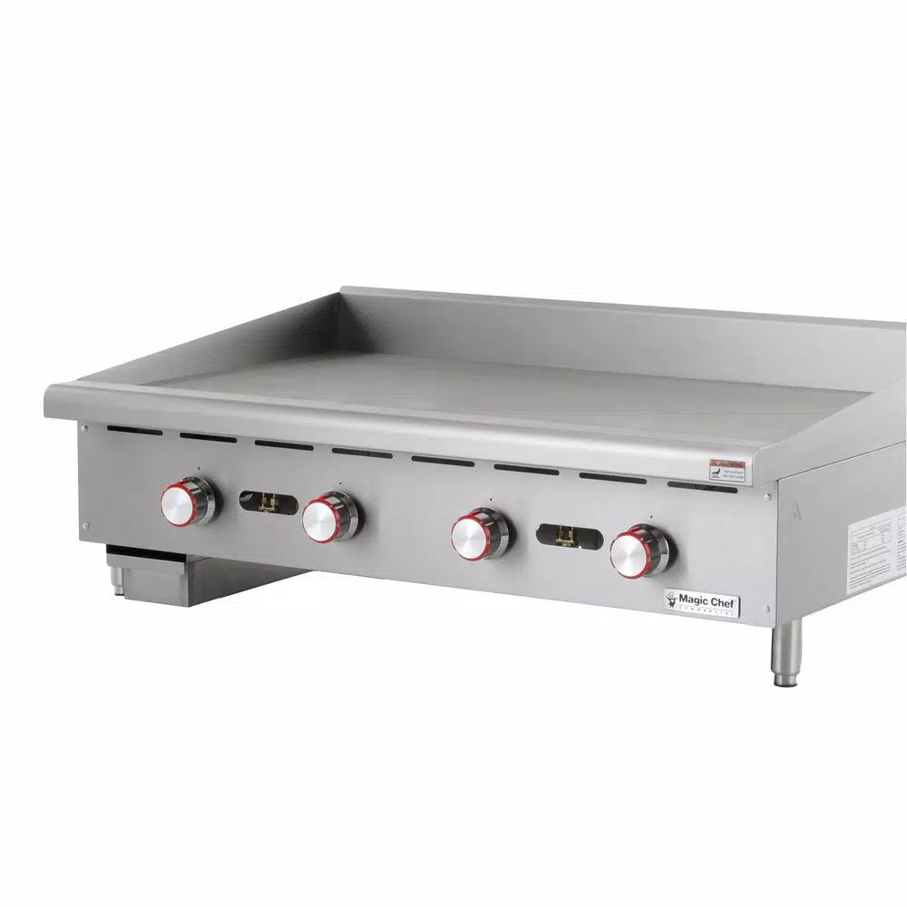 Magic Chef 48 in. Commercial Thermostatic Gas Countertop Griddle, Stainless Steel