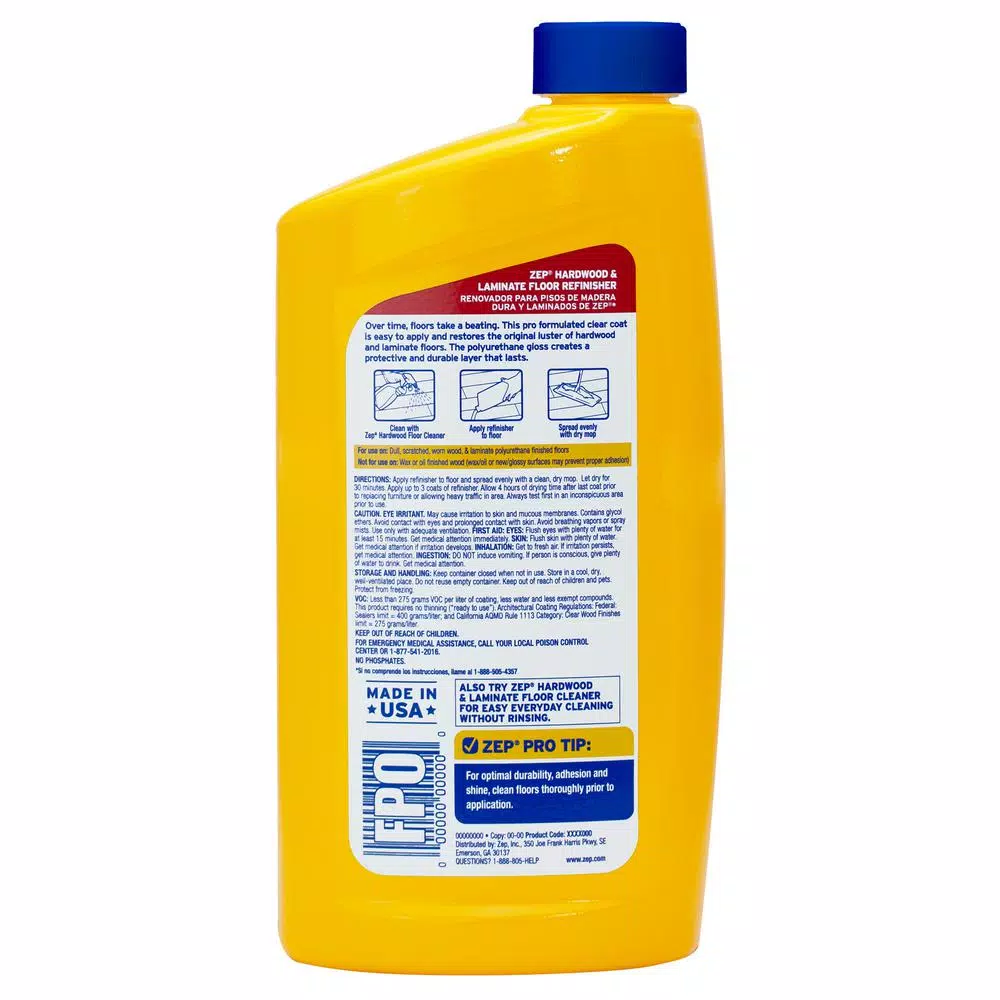 Zep Hardwood and Laminate Floor Refinisher, 32 oz. (Case of 12)