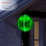 Alpine Corporation 13 in. Green Hanging Christmas Ball Ornament with 240 Chasing LED Lights thumbnail 7