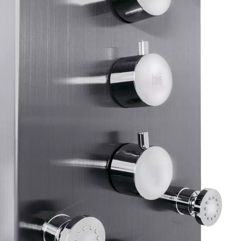 AKDY 65 in. 8-Jet Shower Panel System, Space Gray Brushed Stainless Steel with Rainfall, Waterfall & Wand