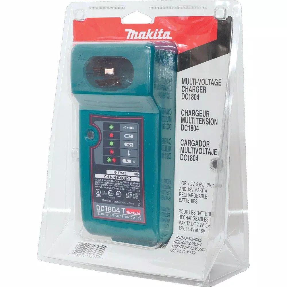 Makita DC1804 Universal Battery Charger, 7.2V - 18V, NiMH & NiCad Compatible