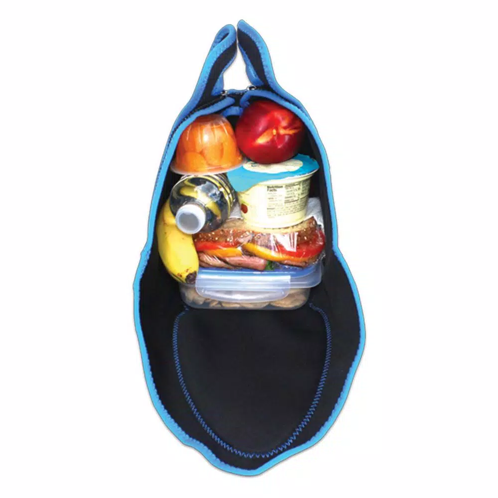 FLATBOX Plus Black and Blue Neoprene Lunch Bag and Unzipping Placemat