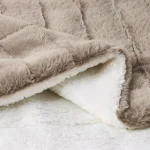 Lavish Home Oversized Faux Fur Jacquard & Sherpa Reversible Throw Blanket, Light Coffee thumbnail 2