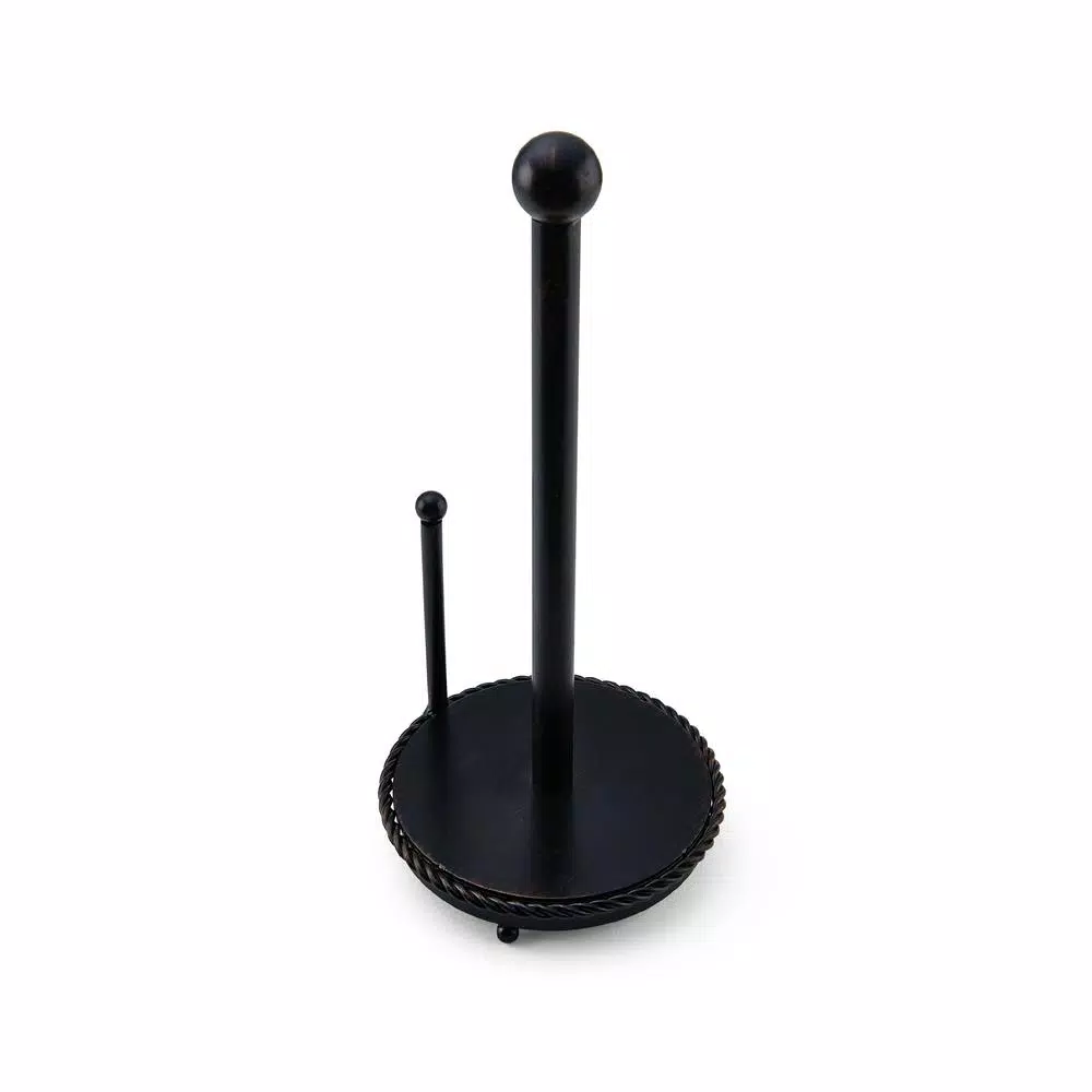 Gourmet Basics by Mikasa Mikasa Gourmet Basics 14 in. Rope Design Wrought Iron Paper Towel Holder, Black