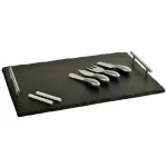Unbranded Sardo Natural Slate Cheese Board Set with 4 Stainless Steel Tools and Soapstone Chalk thumbnail 1