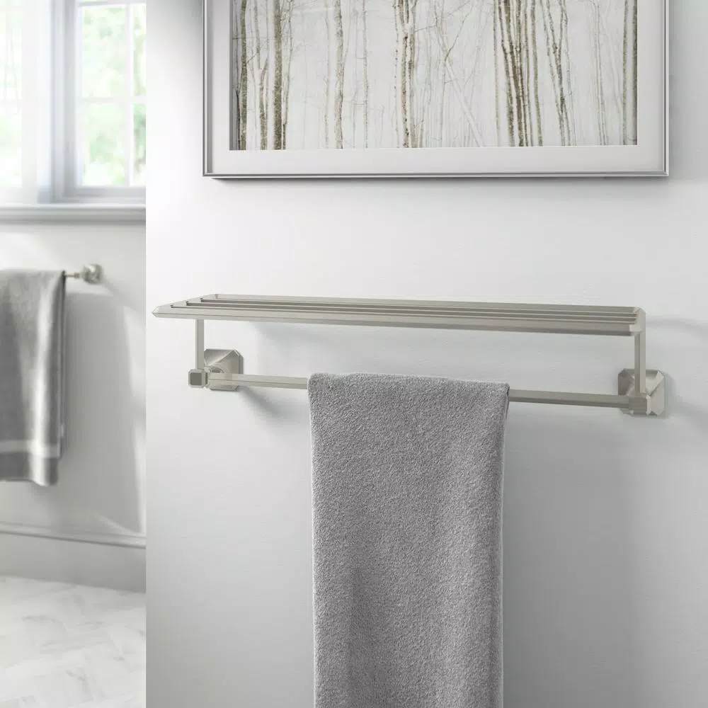 Franklin Brass Napier 24 in. W Metal Towel Train Rack, Satin Nickel