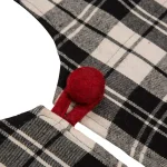 Glitzhome 48 in. Black and White Plaid Fabric Christmas Tree Skirt with Red Trim thumbnail 3