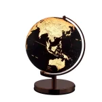 Unbranded 12.5 in. Black and Gold Topographical LED Globe with Rose Gold Metal Frame thumbnail 5
