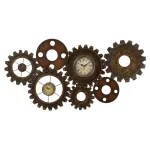 LITTON LANE 17 x 34 in. Rustic Industrial Gears Wall Clock, Distressed Iron Finish thumbnail 3
