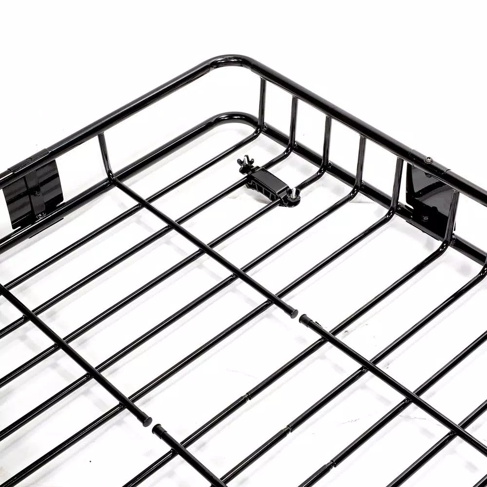Stark Universal Roof Basket Cargo Carrier with Rack Extensions, 150 lb Capacity, Black