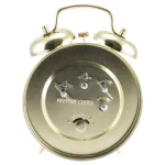 Equity by La Crosse Analog 4.5 in. Gold Metal Twin Bell Keywind Alarm Clock thumbnail 4