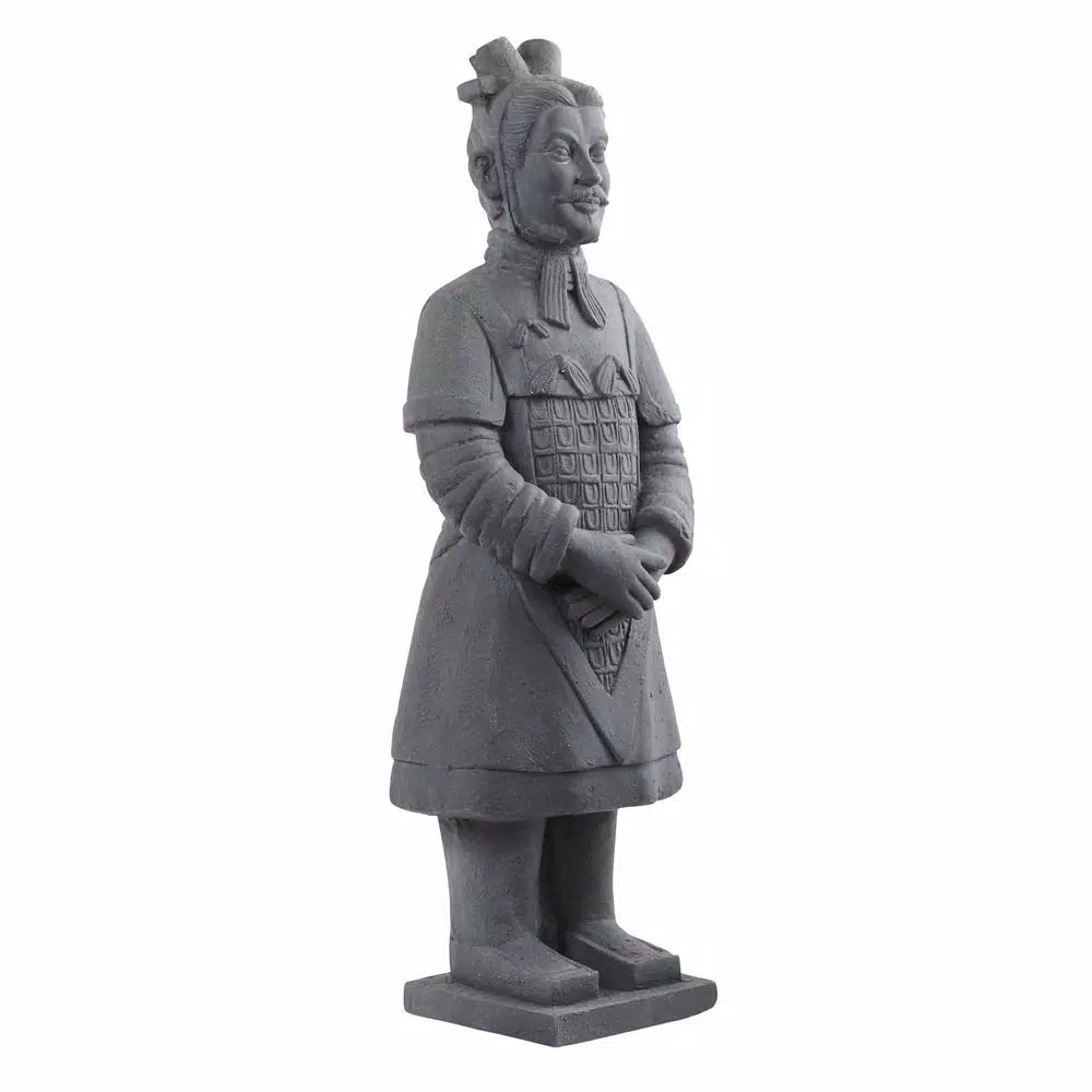 Nearly Natural 40 in. Classic Gray Stone Warrior Statue - Indoor/Outdoor Decorative Sculpture