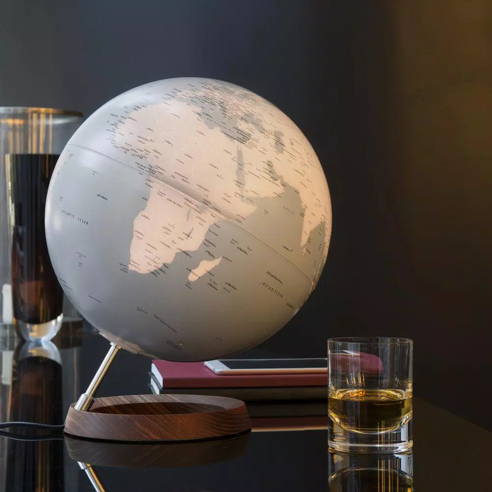 Waypoint Geographic Full Circle Reflection 12 in. Illuminated Desktop Globe with Wood Base and Aluminum Mount