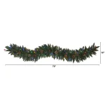 Nearly Natural 6 ft. Pre-Lit Snow Dusted Artificial Christmas Garland with 50 Multi-Color LED Lights thumbnail 2