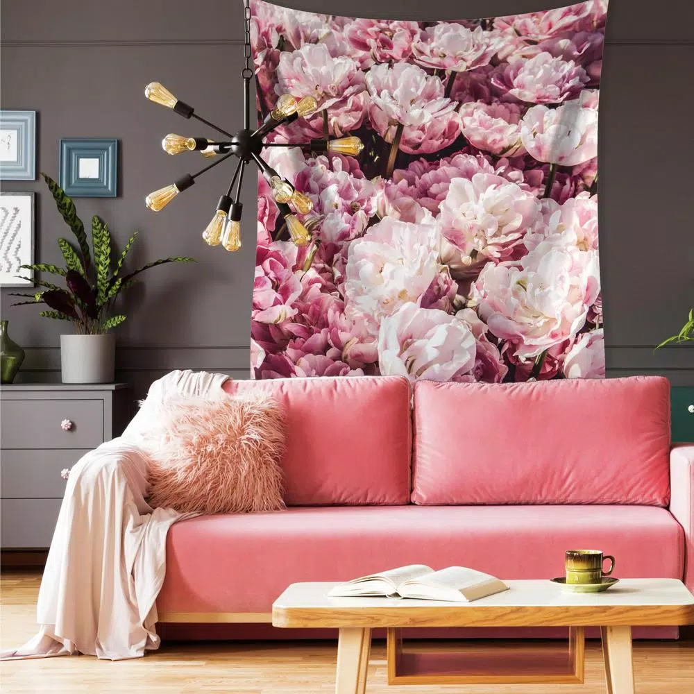 RoomMates Peony Large Wall Tapestry - Pink Floral Modern Wall Hanging
