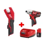 Milwaukee M12 12V Lithium-Ion Cordless 1/4 in. Hex Impact and Copper Tubing Cutter Combo Kit thumbnail 1