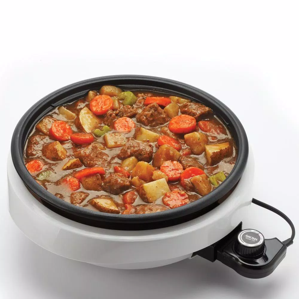 Aroma Super Pot 3-in-1 10 in. Indoor Grill, Steamer, and Slow Cooker - White