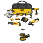 DEWALT 20V MAX Cordless 6-Tool Combo Kit with Brushless 5 in. Sander, (1) 4.0 Ah & (1) 2.0 Ah Battery thumbnail 1