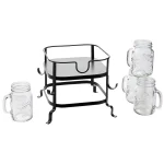 Unbranded Mason Craft and More 6-Piece Glass Beverage Dispenser Set with Metal Rack and 16 oz. Mugs thumbnail 4
