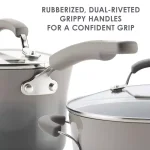 Rachael Ray Classic Brights 19-Piece Sea Salt Gray Nonstick Cookware Set with LocknLock Containers thumbnail 6
