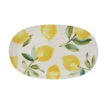 3R Studios Black and White Gingham Patterned Stoneware Oval Serving Platter thumbnail 1