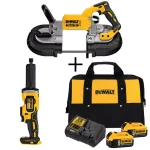 DEWALT 20V MAX XR Cordless Brushless Deep Cut Band Saw & 1-1/2 in. Die Grinder Kit with (2) 5.0Ah Batteries thumbnail 1