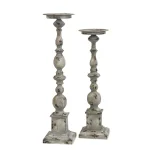 IMAX Hamilton Wrought Iron Hurricane Candleholders, Set of 2, Weathered Grey Finish thumbnail 1