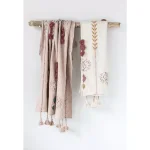 3R Studios Pink Cotton Decorative Throw Blanket with Applique, Pom Poms and Tassels thumbnail 1