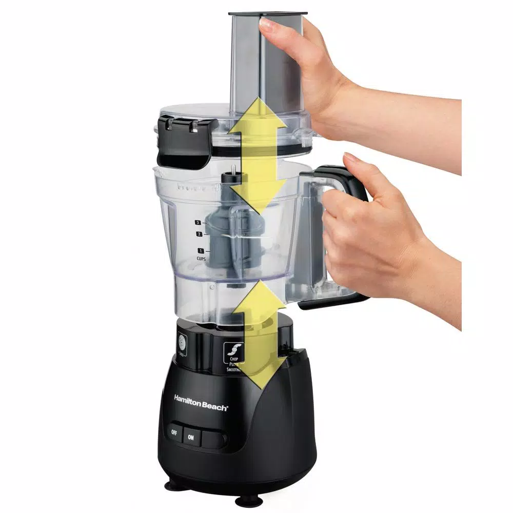 Hamilton Beach Stack & Snap 4-Cup Compact Food Processor, 5-Speed, Black