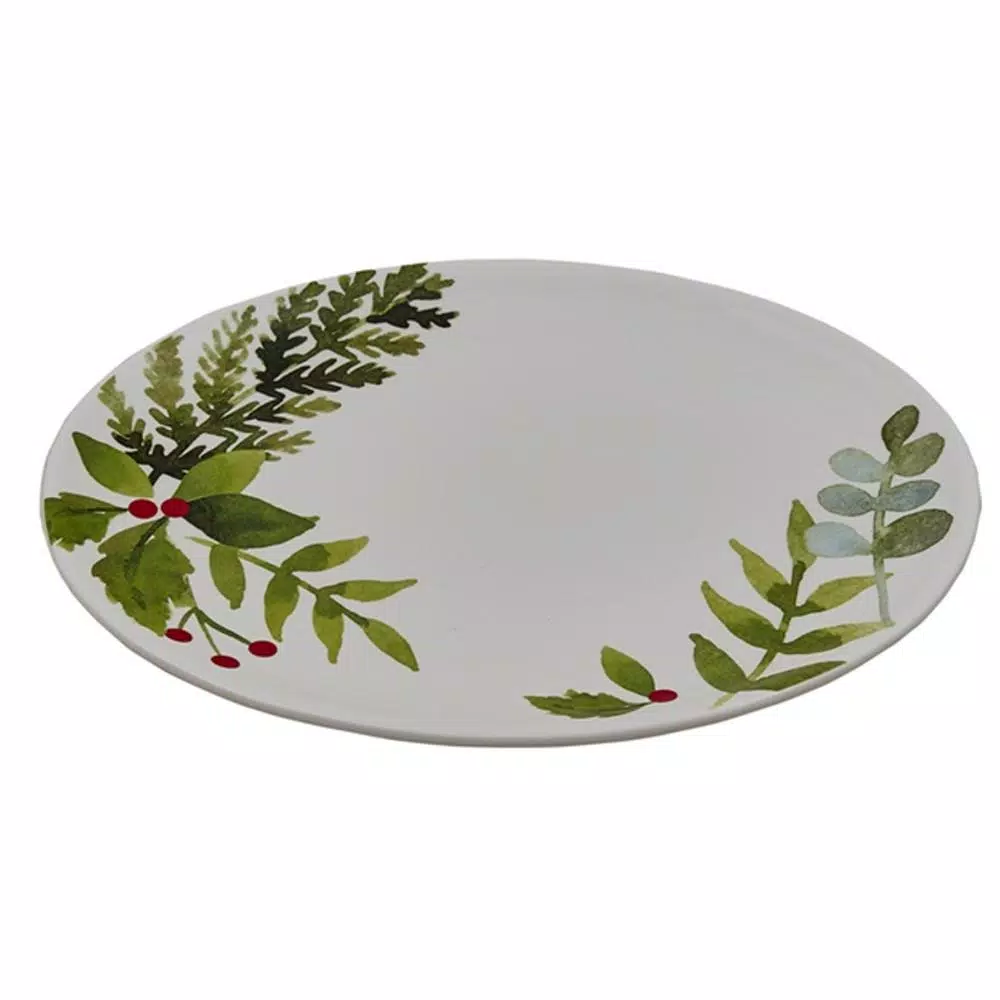 Split P Winterberry Ceramic Botanical Pattern Serving Platter, 15.5 in.