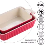 MALACASA Red Porcelain Bakeware Set - 2-Piece Rectangle Ceramic Baking Dishes (9 in. and 11 in.) thumbnail 3