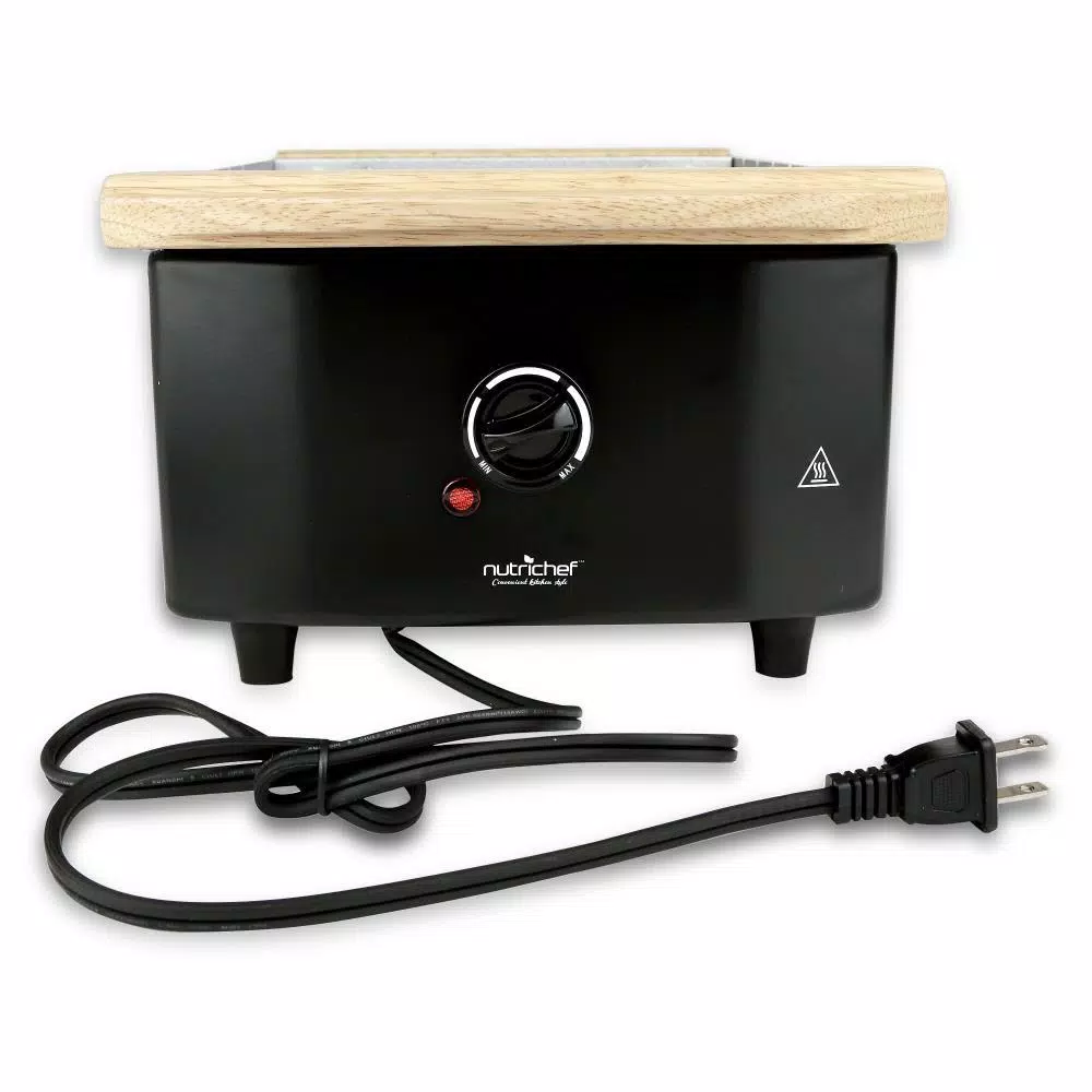 NutriChef Nutri Chef 2-Tier Raclette Grill, Electric Indoor Cooktop with Stone Plate and Metal Grills, 1200W, Black