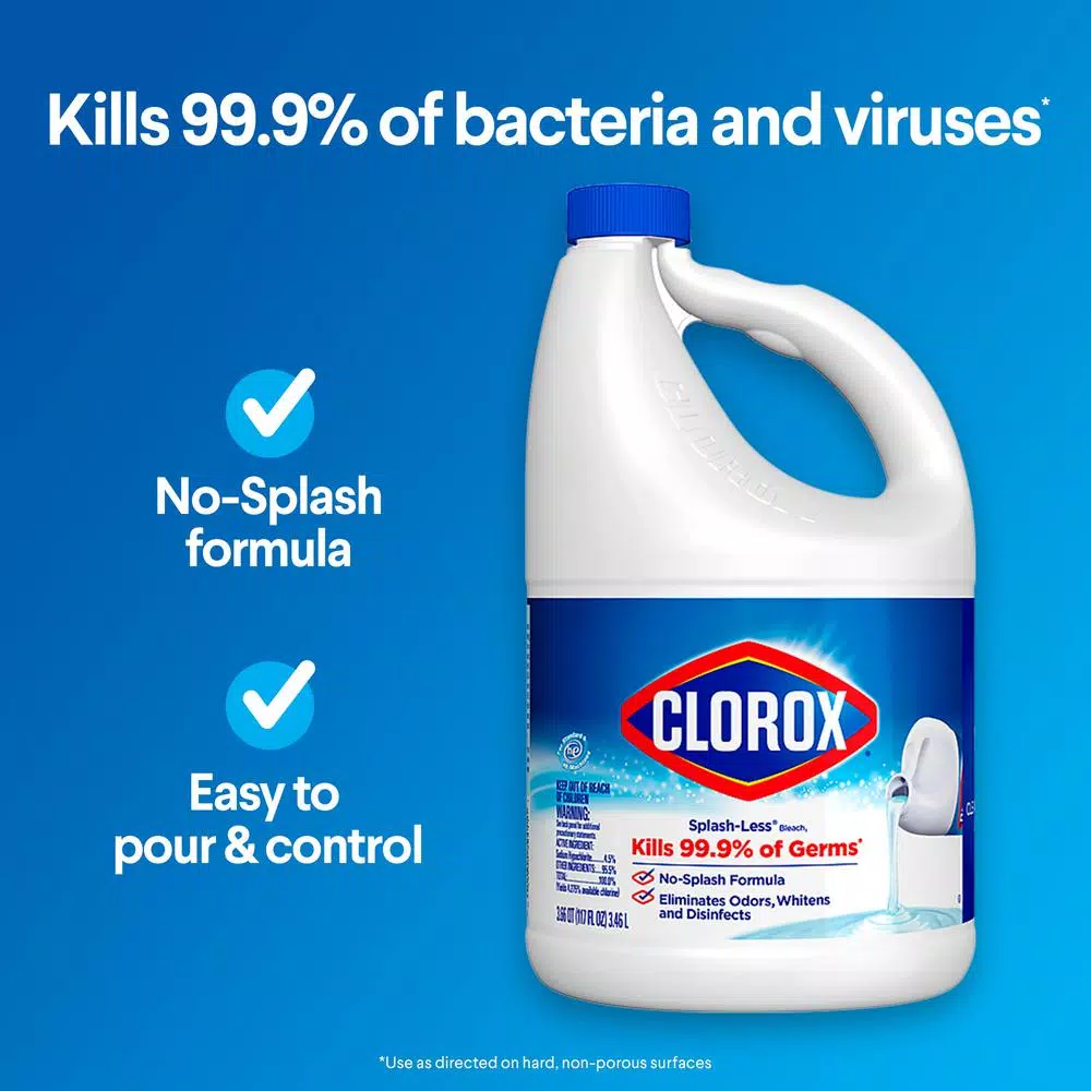Clorox Splash-Less Concentrated Regular Liquid Bleach Cleaner, 117 fl. oz.
