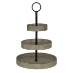 Kate and Laurel Woodmont Gray 3-Tiered Solid Wood Decorative Tray - Rustic Farmhouse Style thumbnail 1