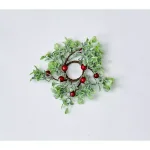 WORTH IMPORTS 1.25" Green Leaves and Red Berries Candle Ring Set of 6 - Seasonal Holiday Decor thumbnail 1