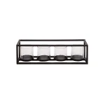 LITTON LANE 5 in. Black Iron and Clear Glass 4-Pedestal Rectangular Votive Candle Holder thumbnail 2