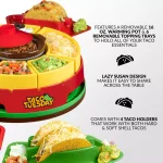 TACO TUESDAY Red Lazy Susan Taco Bar with 16 oz. Removable Warming Pot and 4 Taco Holders thumbnail 2