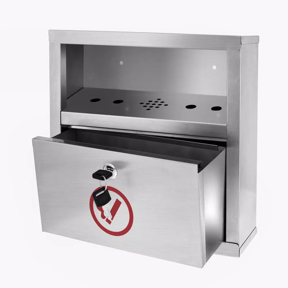 Alpine Industries Stainless Steel Wall Mounted Cigarette Disposal Station