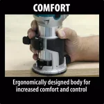 Makita 1-1/4 HP 6.5 Amp Corded Compact Router with Variable Speed and Quick-Release Fixed Base thumbnail 13