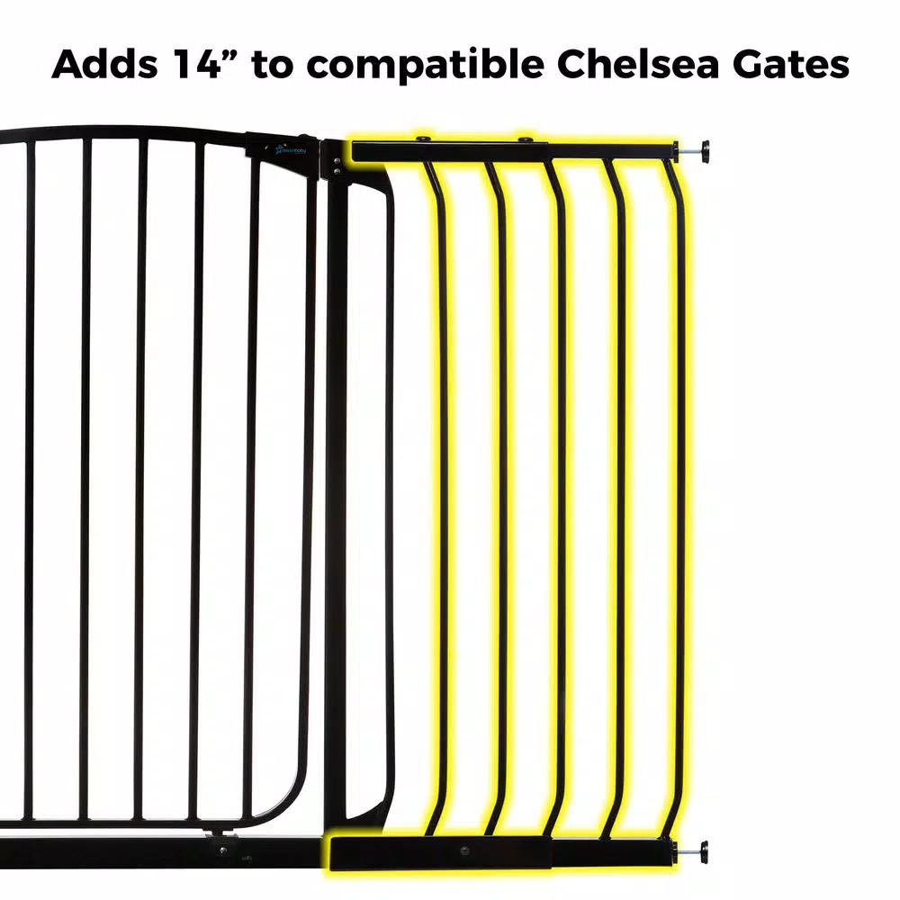 Dreambaby 14 in. Gate Extension for Chelsea Extra Tall Child Safety Gates, Black