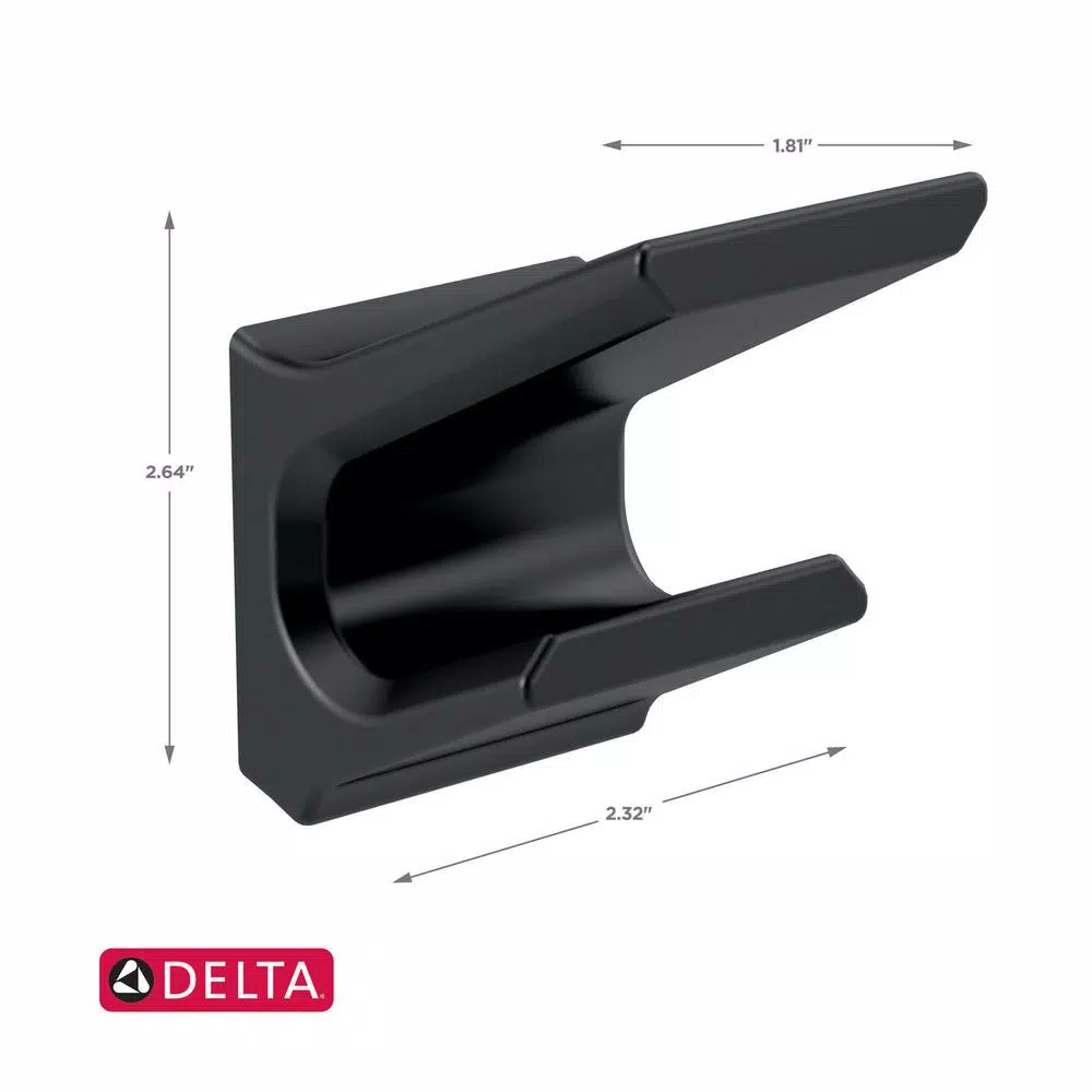 Delta Pivotal Double Robe Hook, Matte Black, Modern Wall Mounted