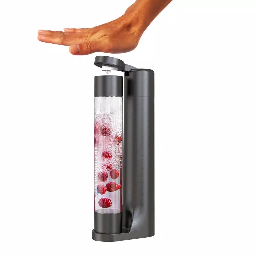 Drinkpod FIZZPod Black One-Touch Sparkling Soda Maker Machine with 3 PET Bottles