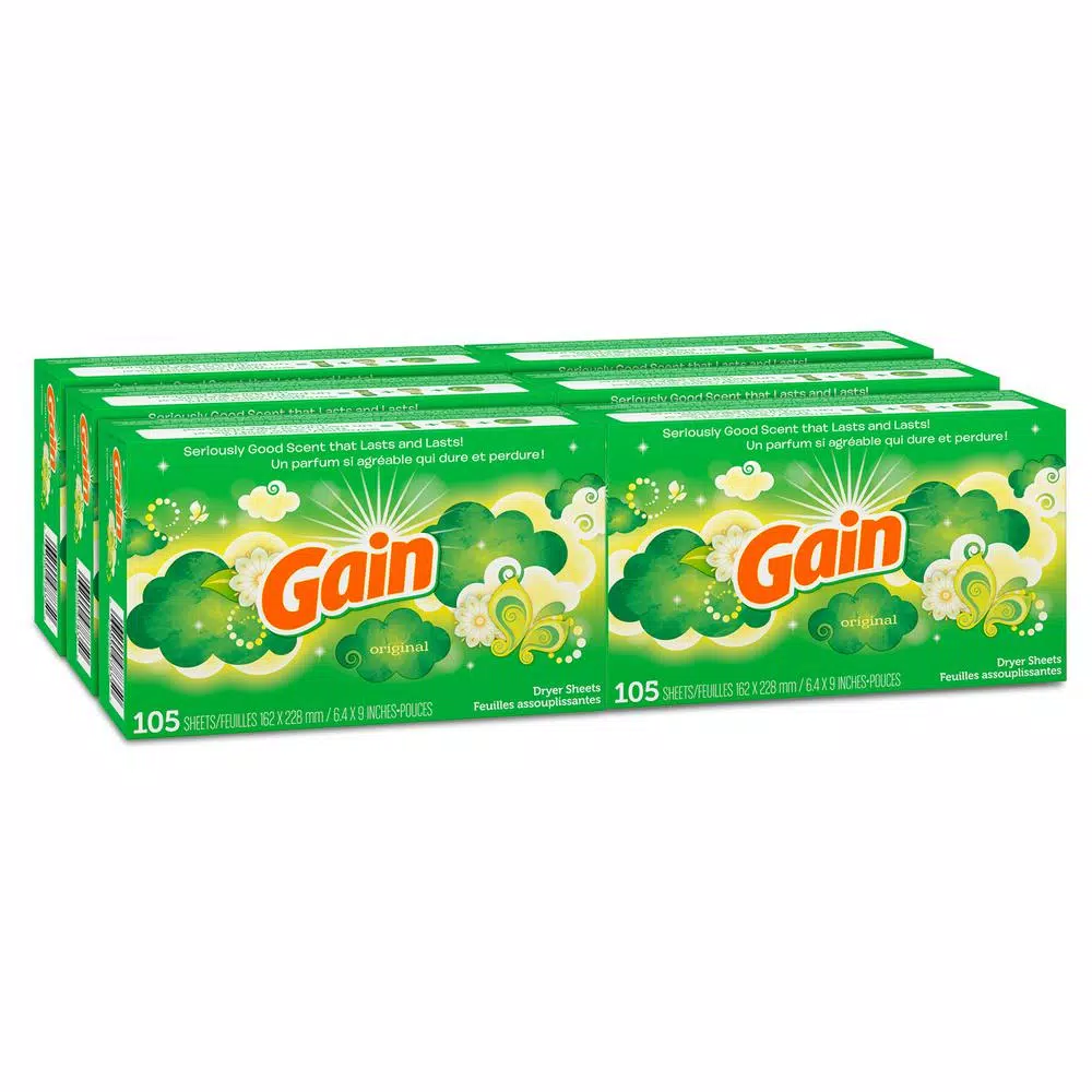 Gain Moonlight Breeze Dryer Sheets, Original Scent, 105-Count (6-Pack, 630 Sheets Total)