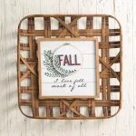 Glitzhome 24 in. Woven Tobacco Wicker Basket Wall Decor - Brown Bamboo thumbnail 3