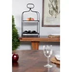 LITTON LANE Large 2-Tier Rectangular Metal Serving Tray with Handle - Black and Silver Farmhouse Decor thumbnail 1